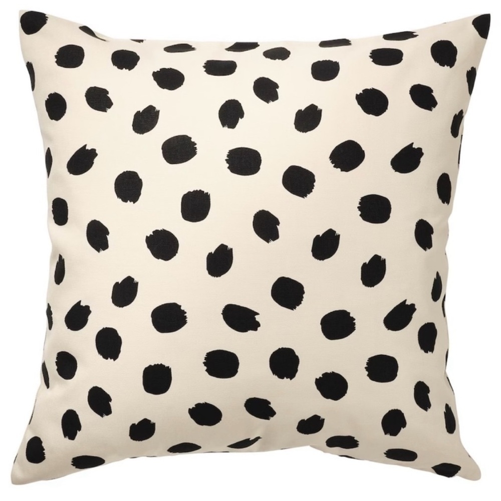 IKEA throw pillow Cushion cover, off-white/dot pattern black, 20x20 "